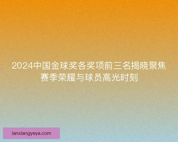 2024中国金球奖各奖项前三名揭晓聚焦赛季荣耀与球员高光时刻